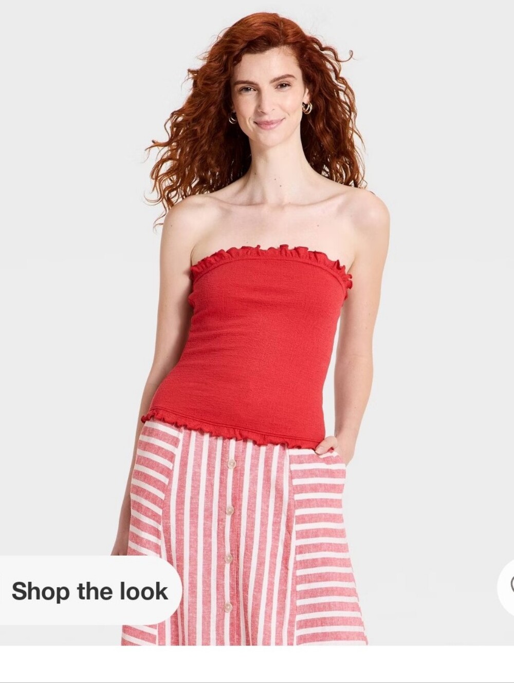 Universal Thread Red Strapless Ruffled Crop Top